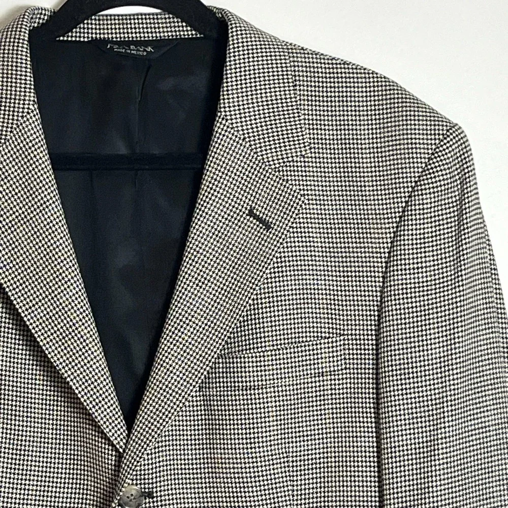 Jos. A. Bank‎ Silk Wool Houndstooth Blazer Jacket Mens 40R Heritage Sport Coat